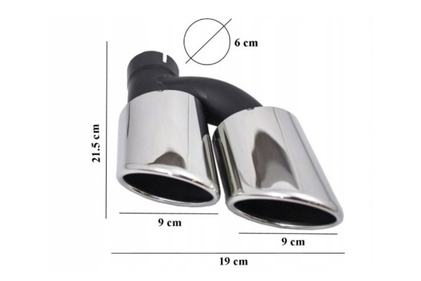 Puntas de Escape SAS Acero Inoxidable Negro Brillante 2 piezas para Au