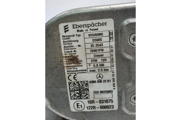 WEBASTO PARKING HEATER MERCEDES SPRINTER W906 A9068302201 Catalog number of the original A9068302201