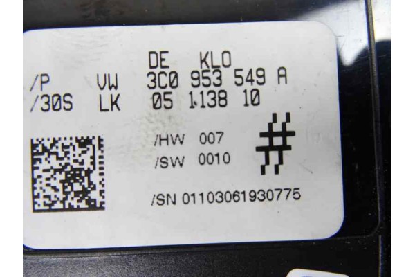 3C0953549A MODULO ELECTRONICO VOLKSWAGEN PASSAT VARIANT (3C5) Highline 2007 3C0953549A 163219 VOLKSWAGEN - 1