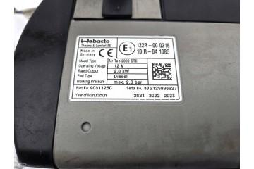 Parking heater Webasto Renault Master III 122R000216 Catalog number of the part 122R 000216