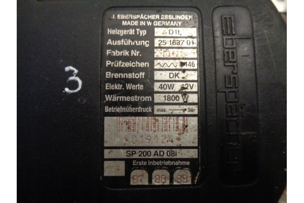 Parking heater Webasto Eberspacher D1L 12V Catalog number of the part 252040