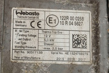 PARKING HEATER WEBASTO VW PASSAT B8 3Q0815005E 9031113B Version European
