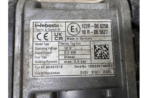 WEBASTO THERMO TOP EVO BMW G30 G31 LCI Catalog number of the part 9036721E