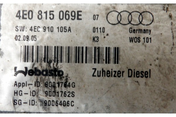 Calefactor de estacionamiento Webasto diésel para Audi A8 D3 3.0 TDI 