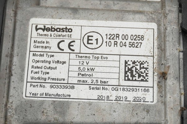 Calefactor estacionario WEBASTO VW PASSAT B8 3Q0815005R 9033393B