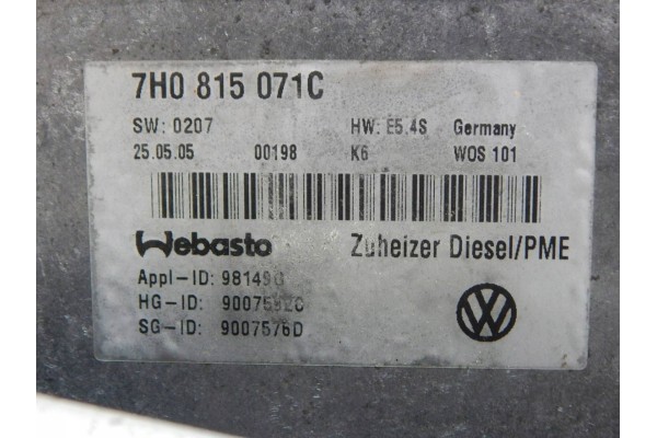 VW T5 parking heater webasto 7H0815071C Quality of parts according to GVO O original with manufacturer s logo OE