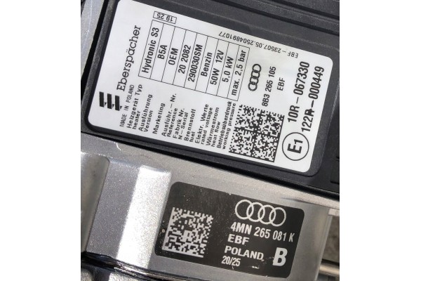 Parking heater Webasto Audi Q7 4M 4M0265081K Part manufacturer Audi OE