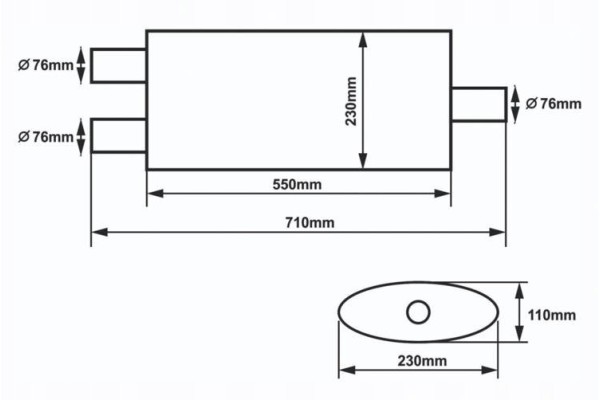 Center Silencer 76mm SLIDE 304SS 550mm Part manufacturer Slide