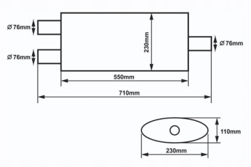 Center Silencer 76mm SLIDE 304SS 550mm Part manufacturer Slide