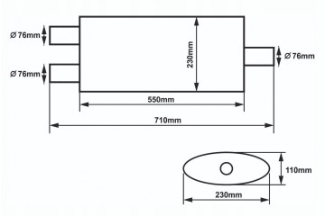 Center Silencer 76mm SLIDE 304SS 550mm Car type 4x4 SUV passenger cars