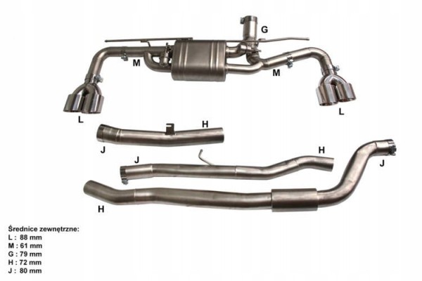 CatBack BMW G38 525 528 530 540 2 0T 3 0T 17 Active Exhaust System Quality of parts according to GVO P replacement with original