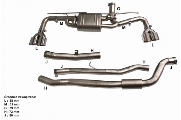 Sistema de escape CatBack BMW G38 525/528/530/540 2.0T/3.0T 17 Active