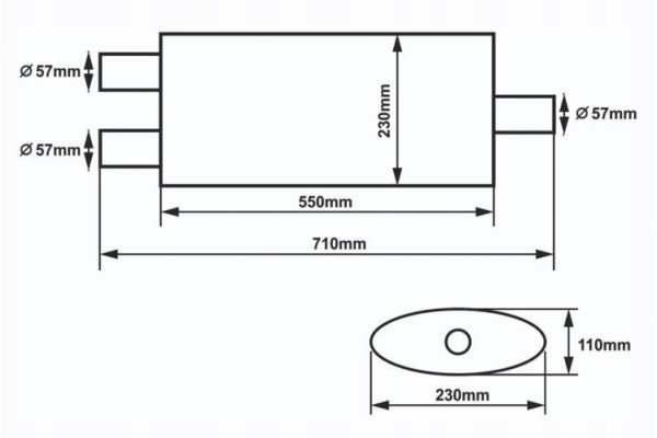 Center Silencer 57mm SLIDE 304SS 550mm Part manufacturer Slide