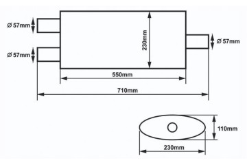 Center Silencer 57mm SLIDE 304SS 550mm Product weight with unit packaging 5 kg