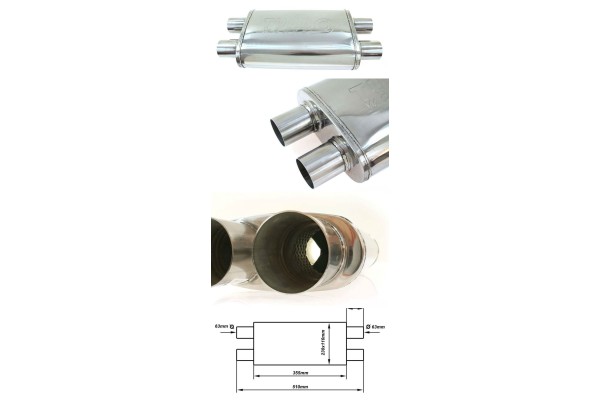 Silenciador Central 63,5mm TurboWorks LT 304SS