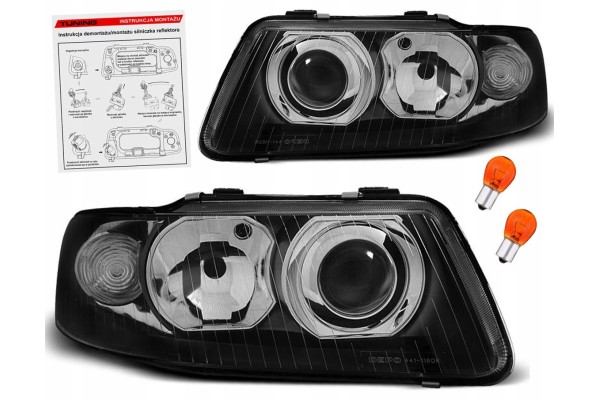 AUDI A3 8L 00 03 LAMPS headlights front BLACK lenses H1 H7 DEPO