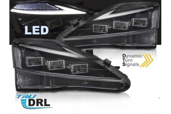 Front lamps for Lexus IS 06 13 black full LED