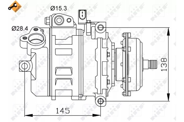 32148 NRF AIR CONDITIONING COMPRESSOR VW T5 TOUAREG 2 5TDI Product weight with unit packaging 8 kg