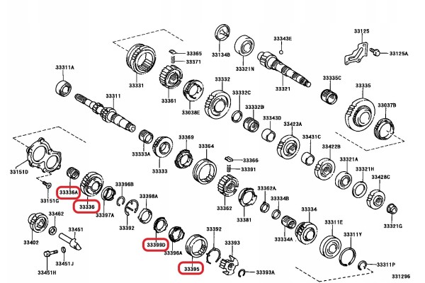 Gear 5th gear 41 teeth Toyota 3333642020 ORIGINAL Catalog number of the part 33336 42020