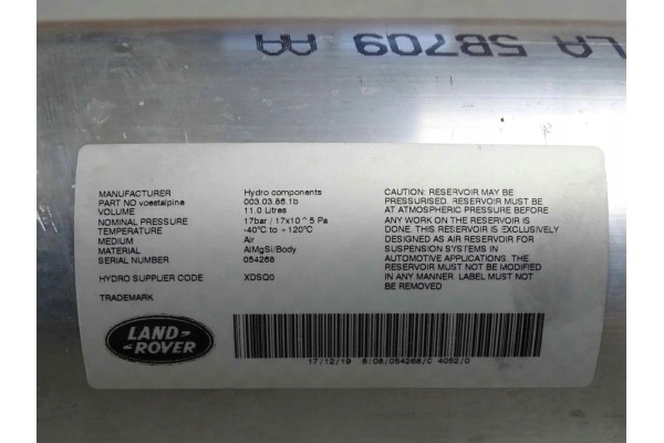 Original RANGE RVER L494 HPLA 5B70 Rear Suspension Air Tank Catalog number of the part LR084040 HPLA5B709AA HPLA 5B709 AA HPLA5B