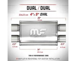 Silencer MagnaFlow 4x9 2 5 2 5 63mm 63mm x pipe stainless double 11386
