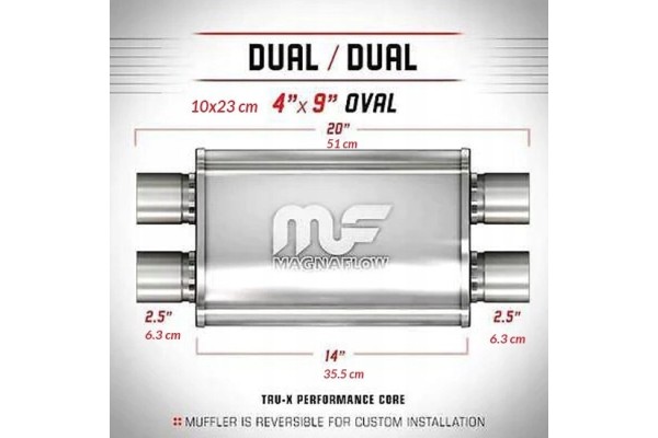 Silencer MagnaFlow 4x9 2 5 2 5 63mm 63mm x pipe stainless double 11386
