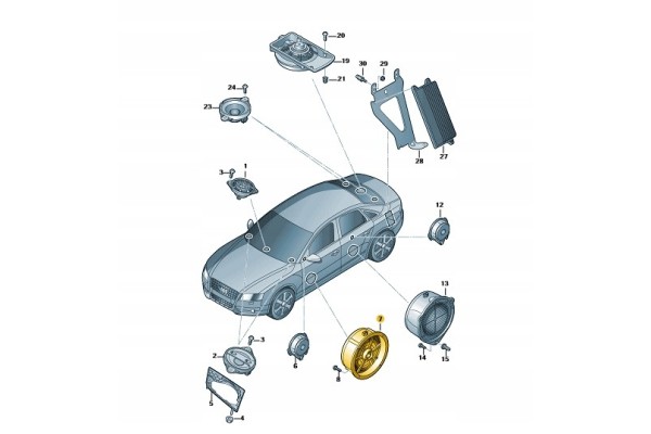 Front door speaker Audi A4 S4 S5 8T0035415B New original product Part manufacturer Audi OE