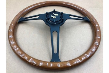 Volante de Dirección de Madera con Franja Negra 38 cm Estilo Vintage