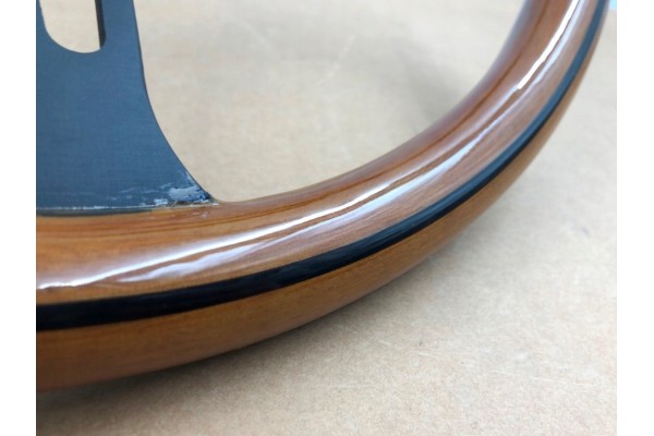 Volante de Dirección de Madera con Franja Negra 38 cm Estilo Vintage