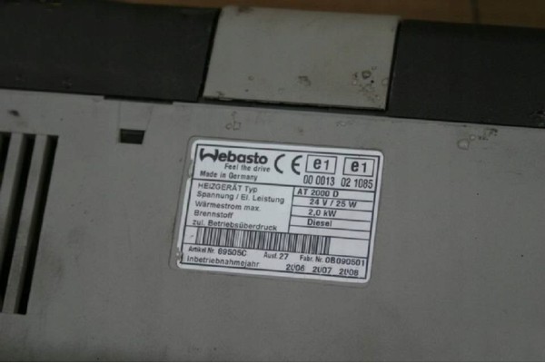 WEBASTO AIR TOP 2000D 2 0 KW PARKING HEATER Catalog number of the part AIRTOP2000D