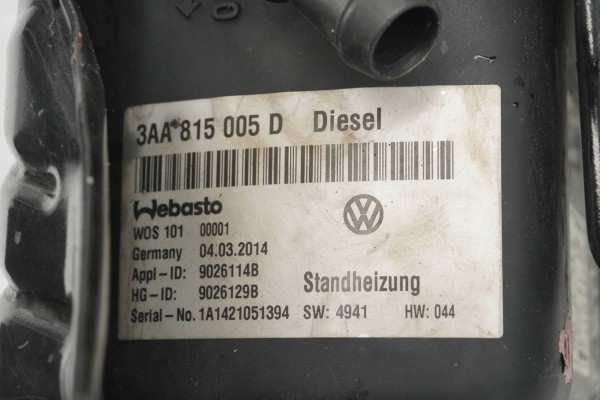 PARKING HEATER WEBASTO VW PASSAT B7 3AA815005D 9026129B Catalog number of the original 9026129A 9023901A 3C0815948 900180D