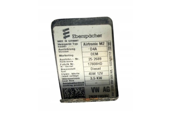 VW CRAFTER MAN 2N0819006C DRY WEBASTO COMPLETE Catalog number of the part 2N0819006C