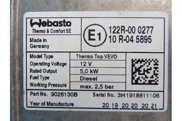 Calefactor de estacionamiento Webasto VW Sharan 7N0