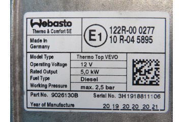 Calefactor de estacionamiento Webasto VW Sharan 7N0