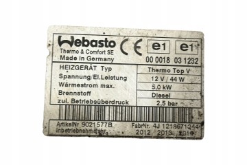 Parking heater Webasto Volkswagen Touran I 1K0815071AH Part manufacturer Volkswagen OE