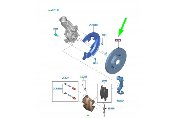 FORD KUGA C520 MK2 Front brake disc DV61 1125 FA 1829608 ORIGINAL Catalog number of the part 1829608
