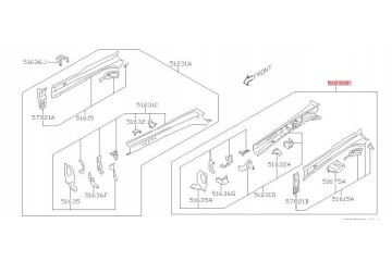 LEFT STRINGER SUBARU EVENT XV CROSSTREK USA NEW 2014 2017 Catalog number of the part 51620FJ2229P