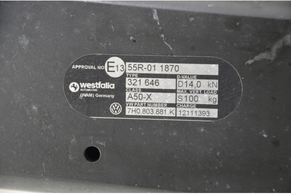 VW T6 1 MULTIVAN TOWBAR WESTPHALIA DRIVER 7H0803881K Catalog number of the original 7H0803881K