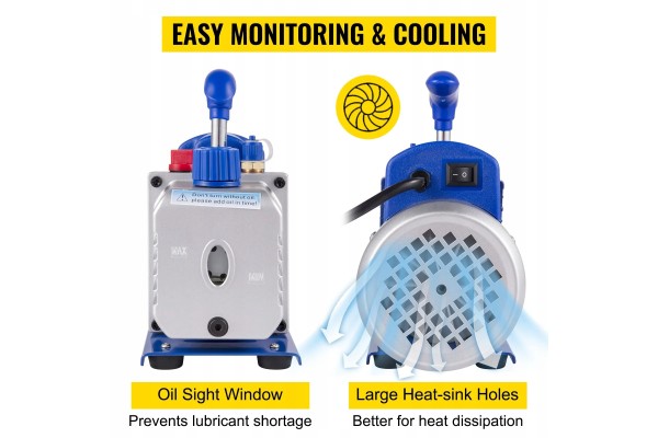 Bomba de vacío 4 CFM 1/3 HP con manómetro 5PA 1720 RPM