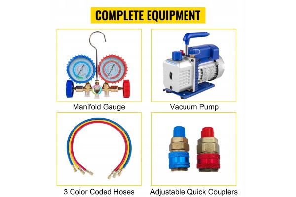 Bomba de vacío 4 CFM 1/3 HP con manómetro 5PA 1720 RPM