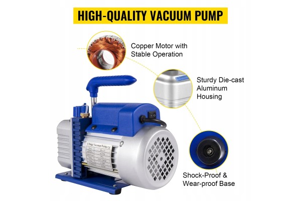 Bomba de vacío 4 CFM 1/3 HP con manómetro 5PA 1720 RPM