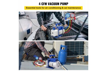 Bomba de vacío 4 CFM 1/3 HP con manómetro 5PA 1720 RPM