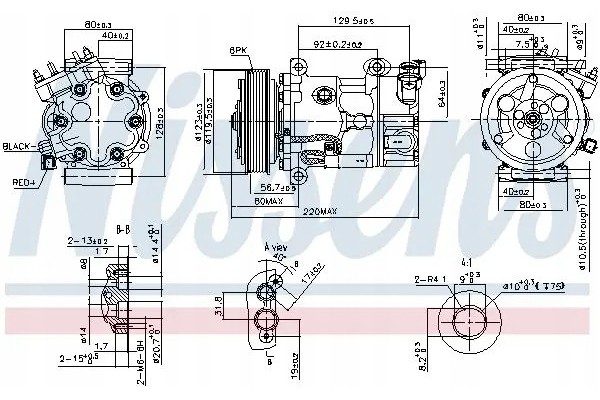 COMPRESSOR AIR CONDITIONING COMPRESSOR 890743 NISSENS Catalog number of the original CITROEN 1671553680 CITROEN 6453QK CITROEN 6