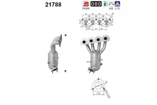 CATALYST EURO EMISSION 5 EURO EMISSION 6 21788 AS Packaging status original