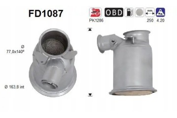 PARTICULATE FILTER FAP DPF FD1087 AS AUDI SEAT Part manufacturer AS