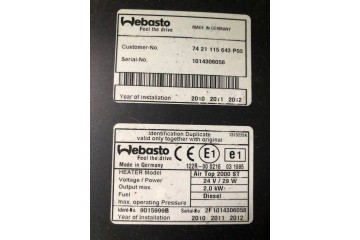 WEBASTO DEWASTO AIR TOP 2000ST ADR RENAULT PREMIUM MIDLUM DXI VOLVO FL FE Part manufacturer Webasto