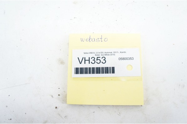 VH353 Volvo V90 II D3 Webasto Standby Heating 9026496E 31469689 Customs tariff code 87089997