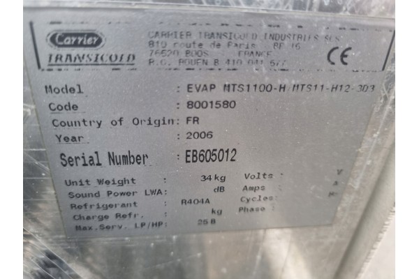 Evaporador de unidad de refrigeración CARRIER TRANSICOLD MTS1100-H