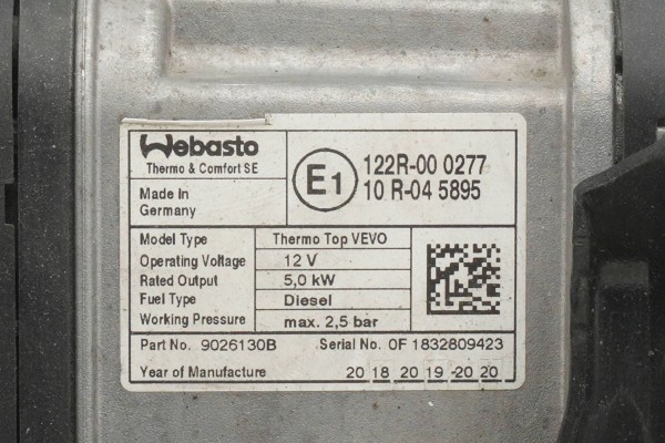 Calefactor estacionario Webasto para VW Caddy 2K0815065 9026130B