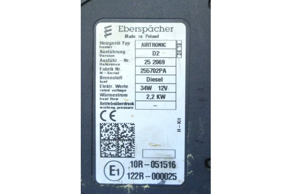 Parking heater Webasto Renault Master III 252069 Car type passenger cars